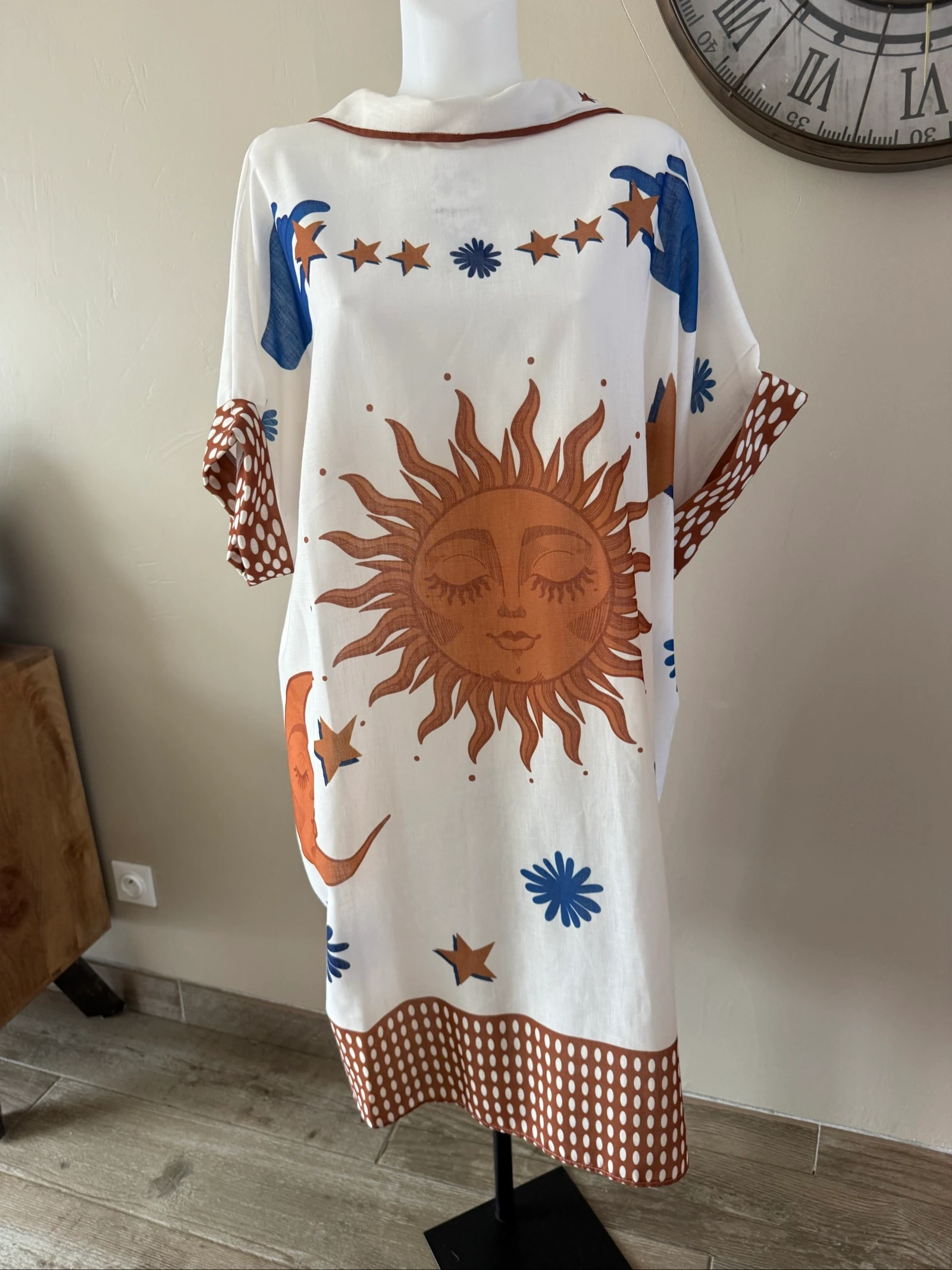 Vestido camisa oversized Made in Italy sol e lua tendência – Tamanho 40 a 48 – photo 2